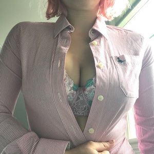 Jack Wills Red Pink Stripped Blouse